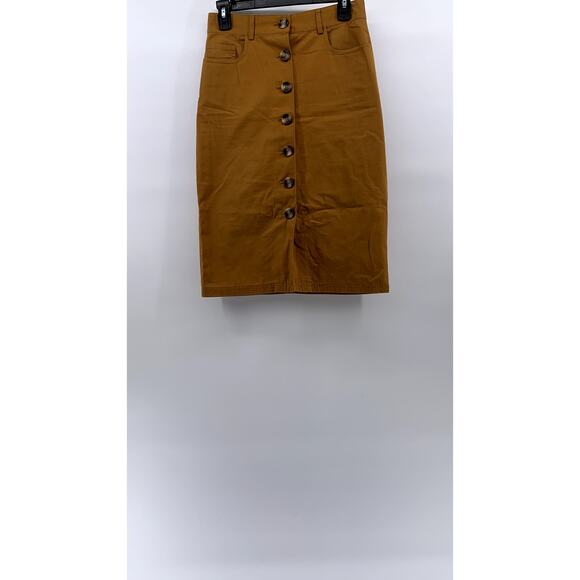 & OTHER STORIES Paris Atelier Women's Brown Button-Up Straight Midi Skirt SZ 4 - Picture 1 of 9